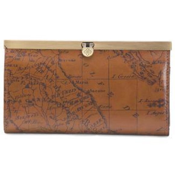 Patricia Nash Leather Cauchy Framed Wallet /w Map Print- Push Lock Closure-NWT - Picture 7 of 8
